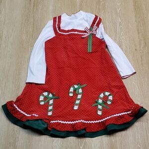 Girl's Rare Too!  Candy cane overall dress